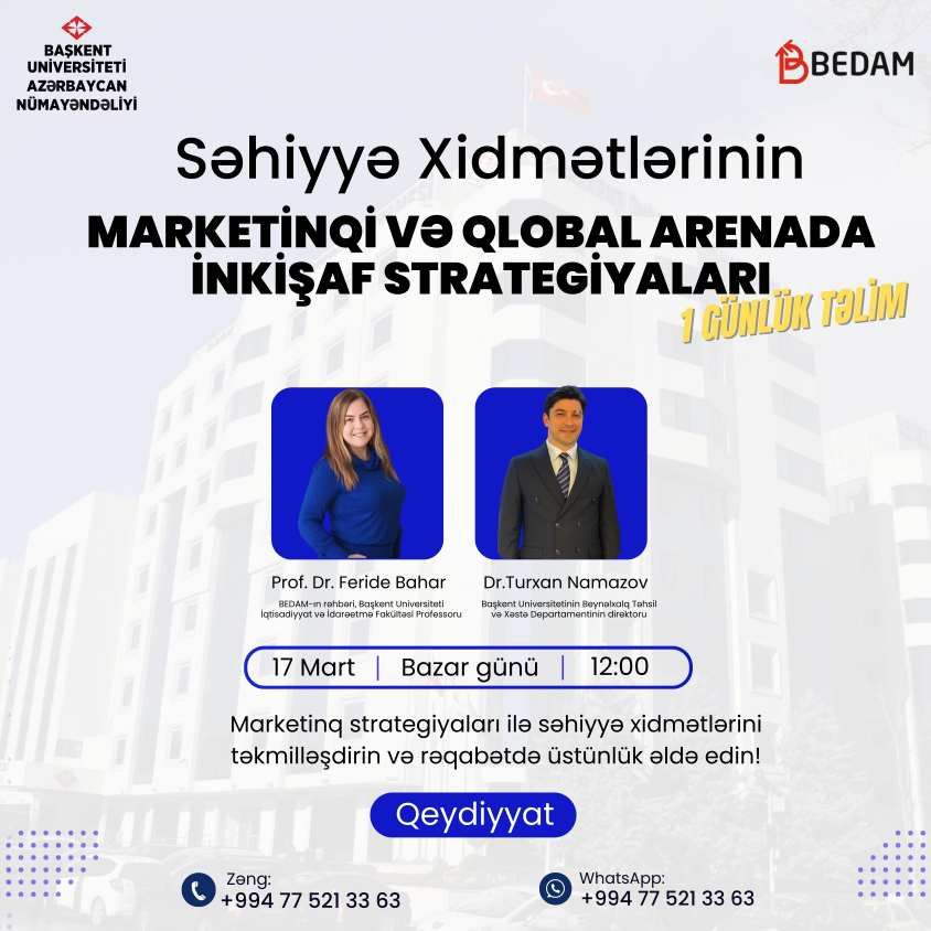 Həkimlər və klinika rəhbərləri üçün  Təlim    - Səhiyyə xidmətlərinin marketinqi